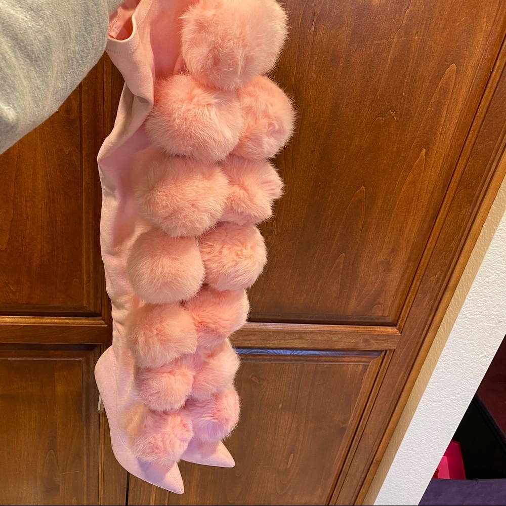 Pom Pom thigh high stiletto boots. Size 7 - Picture 1 of 4